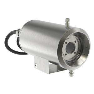 Câmara Raythink para temperaturas ultra-altas - Sensor térmico 640x512 píxeis de 12µm - Sensibilidade térmica ≤40mK(@25°C, F#1.0, 25Hz) - Precisão ±2ºC ou ±2%,, o que for maior - Intervalo de medição 0ºC~800ºC, 600ºC~2000ºC - Inclui caixa refrigerada a ar