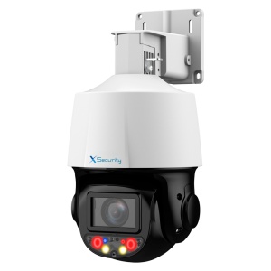 Câmara X-Security IP PTZ 4 Gama Mpx Pro - Lente varifocal 4~40 mm (zoom ótico 10x)) - Dual Light | Alcance IV 70 m | Luz branca 30 m - IVS (Proteção do perímetro) | SDM 3.0 - Deteção de rosto | Auto Tracking - IP66 | Áudio | Alarmes | PoE+ | MicroSD