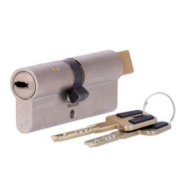 Cilindro de dupla embraiagem de alta segurança - Anti-bumping, anti-picking, anti-drilling, e anti-snapping - Apto para YALE-LINUS-L2 - Sistema de 7 pinos activos e 2 sensores - Dimensões 40 (interior) x 35 (exterior) mm - Inclui 2 chaves físicas