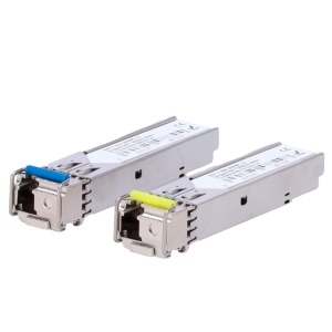 Conjunto de módulos transceptores SFP padrão - Padrão de velocidade Ethernet 1000Base-LX - Conector de tipo LC Simplex BiDi integrado - Distância operacional até 20Km - Fibra monomodo para ligações de longo alcance - Velocidade de transmissão de dados até