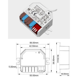 Cont Mini RGB 12-24Vdc 3A/CH 3x72W (24Vdc) Push Dim RF/WiFi