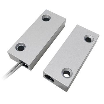 Contacto magnético - Apto para instalação em metal - Tecnologia Reed Alta potência - Sistema de conexão por 2 fio - Resistência a choques mecânicos e elétricos