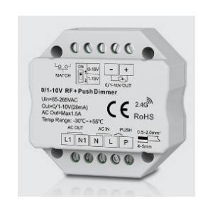 Conversor PUSH + RF - 0/1-10V Função 1 Canal dimer