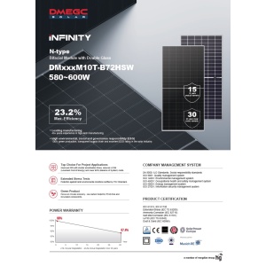 DMEGC N-Typ 590 W einseitiges Solarpanel DM590M10T-72HSW-V