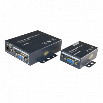 Extenseur actif VGA - Émetteur et récepteur - plage 100 m - UTP Cable Cat 5 / 5E / 6 - Jusqu'en 1920x1440 - DC 12 V Power