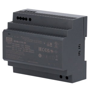 Fonte de alimentação - Saída CC 48 V / 3.2 A / 150 W - 2 saídas - 105 (Lg) x 90 (Al) x 55 (Pf) mm - Montagem em carril DIN - Proteção sobrecarga/curto-circuito