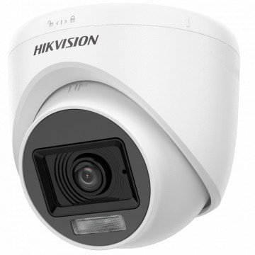 Hikvision - Câmara Dome 4en1 Gama Value - Resolução 1080p (1920x1080) - Lente 2.8 mm | Adequada para uso interior - Dual light: Smart IR 20 m e luz branca 20 m - Áudio sobre cabo coaxial | Microfone embutido