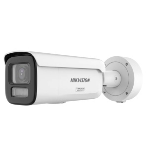 Hikvision câmara IP Bullet gama PRO ColorVu3.0 - Resolução 6 Mpx | PoE IEEE802.3at - ColorVu3.0: imagem a cores HIKAI-ISP F1.2 1/1.8" - Lente 2.8~12 mm | Sirene e flash dissuasor - Luz híbrida até 60m | Microfone - Alarmes | Áudio | IP67 | IK10 | NEMA 4X