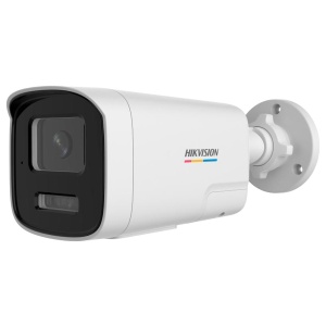 Hikvision câmara IP Bullet gama VALUE ColorVu3.0 - Resolução 4 MPx | PoE IEEE802.3af - ColorVu3.0: imagem a cores HIKAI-ISP F1.0 1/1.8" - 4 mm | Microfone | Luz híbrida até 50m - Deteção de movimento 3.0 | Altifalante/luz de polícia - IP67 | Ranhura para