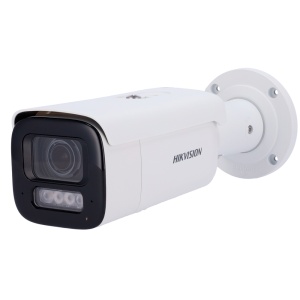 Hikvision - Cámara IP Bullet Serie PRO - Resolución de 4 MP (2688x1520) | PoE+ | Audio - Lente varifocal de 2,8~12 mm | Alarmas | ColorVu - Luz híbrida de 60 m | Detección de movimiento 2.0 - AcuSense | Reconocimiento facial | IP67, IK10