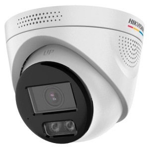 Hikvision câmara IP Turret gama VALUE ColorVu3.0 - Resolução 4 MPx | PoE IEEE802.3af - ColorVu3.0: imagem a cores HIKAI-ISP F1.0 1/1.8" - 2.8 mm | Microfone | Luz híbrida até 30m - Deteção de movimento 3.0 | Altifalante/luz branca - IP67 | ranhura para ca