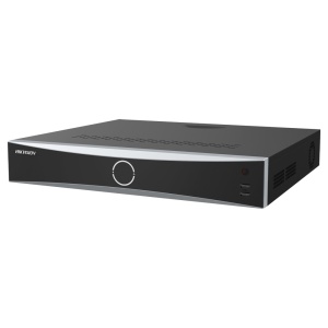 Hikvision gravador NVR 32 CH IP gama PRO - Resolução máxima 12 Mpx - AcuSearch | AcuSense | Reconhecimento facial - AcuSeek, pesquisa baseada em texto até 16CH - Áudio | Alarmes | 4 HDD - Largura de banda 256 Mbps