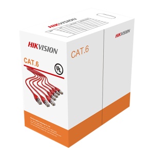 Hikvision UTP-Kabel der Kategorie 6 – OFC-Leiter, 99,5 % Kupfer – Durchmesser 23 AWG-0,56 mm – Eca/UL CM-zertifiziert – Lieferung in einem 305 m langen Karton. - Orangefarbene Abdeckung