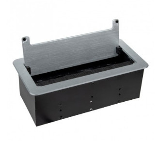 INBOX-Buchsenblock aus gebürstetem Stahl, 2 französische Steckdosen, 2x USB, 1x RJ45, 1x HDMI-Kabel 1,5 m