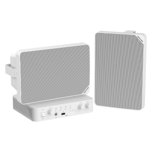 Kit de áudio - Amplificador 80 W - 2 x Altifalantes 20 W - Potência (8 Ω): 20 W - Potencia (70 / 100 V): 5, 10, 15, 20 W
