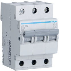 MW332 - Breaker 3p 32A C 3K 3M HAGER EAN: 3250614533327