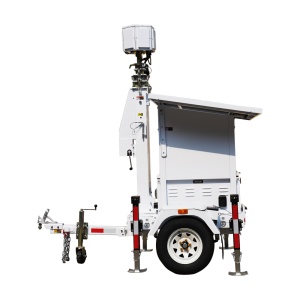 NÃO HOMOLOGADO PARA CIRCULAÇÃO | NÃO INCLUI MONTAGEM - Trailer de CCTV de pequenas dimensões e alta capacidade - Capacidade 5890W/h | placa 440W | Lítio - Proteção para uso no exterior e anticorrosão IP65 - Pronto para utilização em perímetros de seguranç