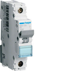 NBN106 - Disjuntor 1P 6A B 10/15kA 1M HAGER EAN:3250614613692