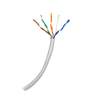 Safire Cabo UTP de categoria 5E - Condutor CCA - Diâmetro 24 AWG-0,52mm - Atende com 90m Fluke test - Invólucro exterior em PVC - Fornecido em caixa de 100m / Cor cinzenta