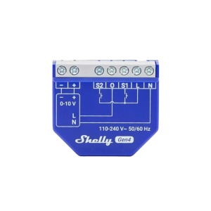 Shelly Dimmer 0/1-10V PM Gen4 - Control analógico de 0/1-10V / Relé Interno 13A - Controladores de drivers LED y balastros - WiFi 2.4GHz / Bluetooth / Matter / Zigbee - Soporta AC 110-240 V - Compatible con Alexa y Google