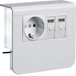 SL200559209016 - Schuko+2xRJ45 CAT.6 SL20055, Weißer Hager EAN: 4012740017763