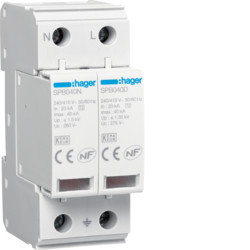 SPB240D - Limit. sobret. 2P T2 TNS/TT 40kA HAGER EAN:3250615515476