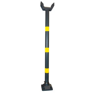 Suporte vertical para braço de barreira - Compatível com barreiras de estacionamento - Necessário em barreiras de estacionamento de 6 metros - Altura ajustável: 78 ~ 98 cm - Cor cinzenta com faixas refletoras