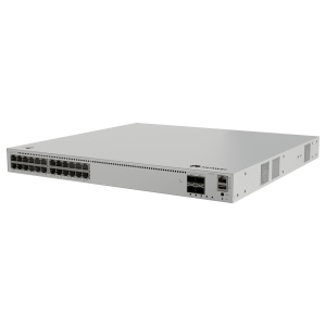 Switch PoE+ MultiGigabit gerenciável L3 - 24 portas 2.5GE PoE+ e 4 portas 10GE SFP+. - Orçamento total de potência PoE de 400 W. - Tecnologias Fast PoE e Perpetual PoE. - Suporte iStack e redundância em anel ERPS. - Gestão avançada através da Web, CLI, SN