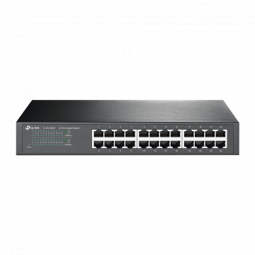TP-LINK - Switch para área de trabalho Gigabit - 24 portas RJ45 - Velocidade 10/100/1000 Mbps - Plug &amp; Play - Pode ser montado em rack