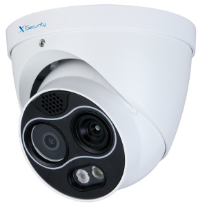 Turret Dual IP X-Security Wärmebildkamera – 256 x 192 VOx | 3,5-mm-Objektiv | Empfindlichkeit ≤ 40 mK – Optischer Sensor 1/2,7 Zoll 4 Mpx | 4-mm-Objektiv – WizSense, mit Klassifizierung von Personen und Fahrzeugen – Rauch- und Hitzeerkennung – Audio | Alarme | MicroSD | PoE