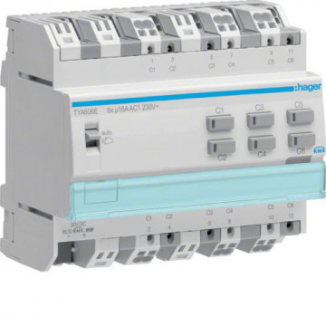 Tya606e - Actuator bin. 6 channels 16a knx-s w/ med. HAGER EAN: 3250616059917