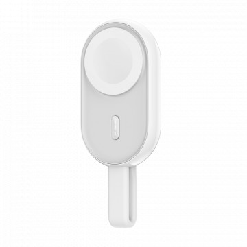 VEGER Power bank sem fios com LEDs - Capacidade 1200mAh - Entrada USB-C - Saída sem fios para AppleWatch - Carrega 1 dispositivo - Cor branco