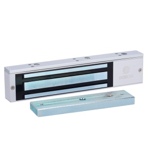 Ventosa electromagnética Dorcas - Para porta simples - Força de retenção 280 kg - Modo de abertura Fail Safe (NC) - Montagem na superfície - LED e sensor de estado de fecho