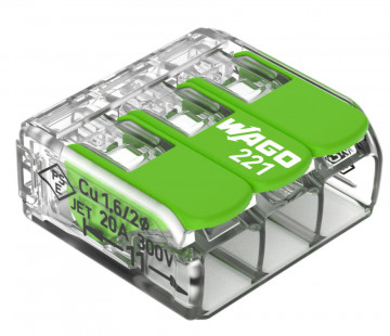 WAGO - Lagger compact | Jusqu'à 0 4 mm '| vert / transparent | 3 conducteurs | Réf. 221-423 nouveauté