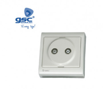 000200500 - 8436021945006Base de superfície TV-FM 9,5mm Branco 80x80mm