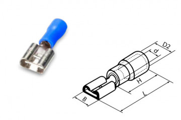 000303623 - 8433373036239Bols 50u Flat Female plug -in 3.8/2.5mm blue