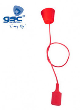 000702189 - 8433373021891Luminária pendente de silicone E27 1M Vermelho