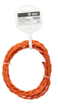 101025021 - 8433373069824Cabo textil 2,5M (2x0,75mm) encerrado Naranja