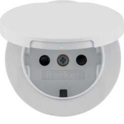 17202089 - R.1/R.3 - Esplh. Schuko w/ lid, white Hager Ean: 4011334437420