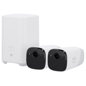 2 Câmaras + 1 HomeBase Eufy da Anker - 2K / 13400 mAh / Sensor PIR + Humano - HomeBase WiFi / LAN / RF com sirene - Armazenamento integrado 16 GB - Autonomia até 1 ano - Apta para Exterior IP67