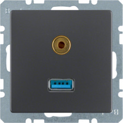 3315396086 - Q.x - USB / Jack 3.5mm, anthracite Hager EAN: 4011334379768