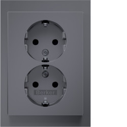 47597004 - K.1/K.5 - Schuko x2 monob.obtri, inoxidable laca HAGER Ean:4011334453949