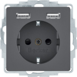48036086 - Q.x - Schuko w/ 2xusb, anthracite Berker Ean: 4011334510666