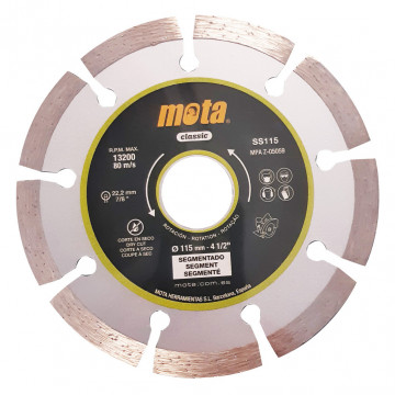 502002012 - 8435223400597Disco diamantado de corte a seco segmentado a laser 115mm