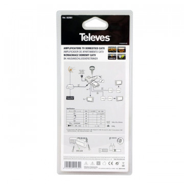 Amplificateur d'appartement CATV 1E / (2S + TV) "F" 5..65 / 88..1006MHz G.21 / 14DB Vs111dbµv (blister T1)
