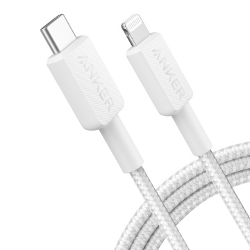 Anker - Câble USB2.0 - USB -C pour Lightning - Câble tressé en nylon - Longueur 1,8 m - Chargement rapide | Blanc