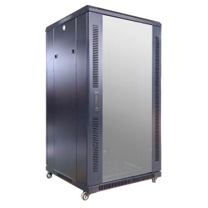 Armário rack para qualquer equipamento de rede 19" - Capacidade para instalar dispositivos de até 22U - Suporta cargas muito pesadas de até 800 kg - Com ventilação integrada e passa-cabos organizados - Inclui 2 ventoinhas, 2 bandejas e uma régua de 6 - É