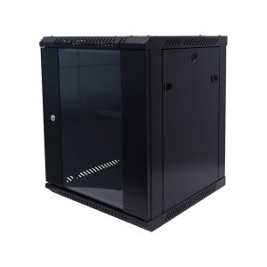 Armário rack Uniview - Capacidade de 9U para rack de 19" - Suporta montagem na parede ou no chão - Estrutura robusta com uma carga máxima de 60 kg - Kit completo: Ventoinha, prateleira e extensão elétrica - Necessita de montagem