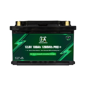 Bateria Idealakku IA-Series LiFePO4 12V 100Ah Mini Pro para autocaravanas, com Smart-BMS, Bluetooth e aquecimento.