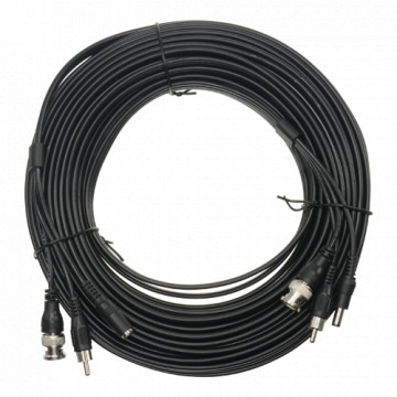 Câble combiné RG59 + Audio + DC - Mini RG59 avec connecteur BNC - Câble audio via RCA - Cord d'alimentation de la prise - Longueur 20 m - Perte minimale
